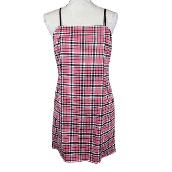 Urban Outfitters Pink and Black Plaid Mini Dress Sleeveless Back Zip Size Small - Picture 2 of 9